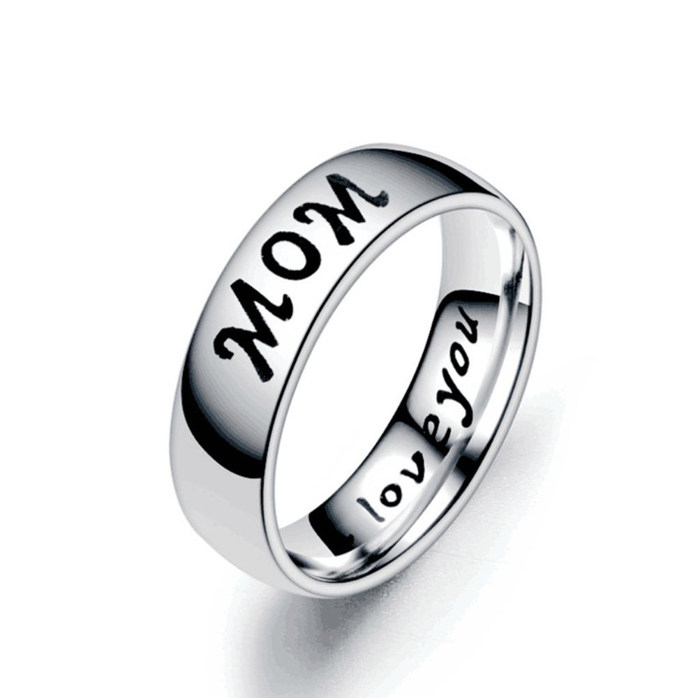 HOST PICK Minimalist "MOM" Silver Band Ring